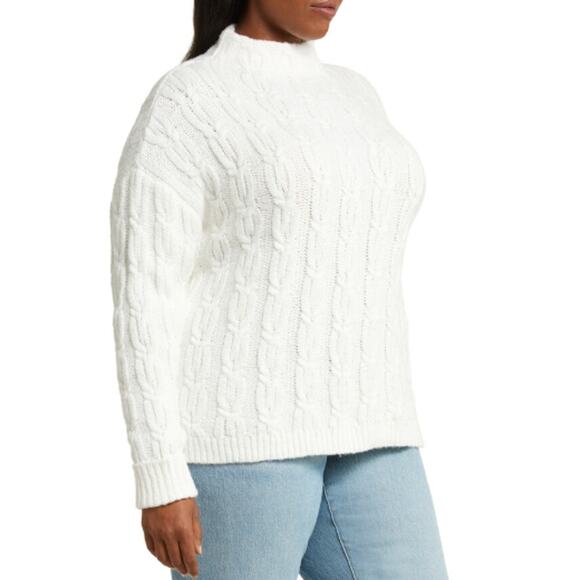 NEW CASLON NORDSTROM Women's Cable Stitch Funnel Neck Sweater Size S - Picture 3 of 9